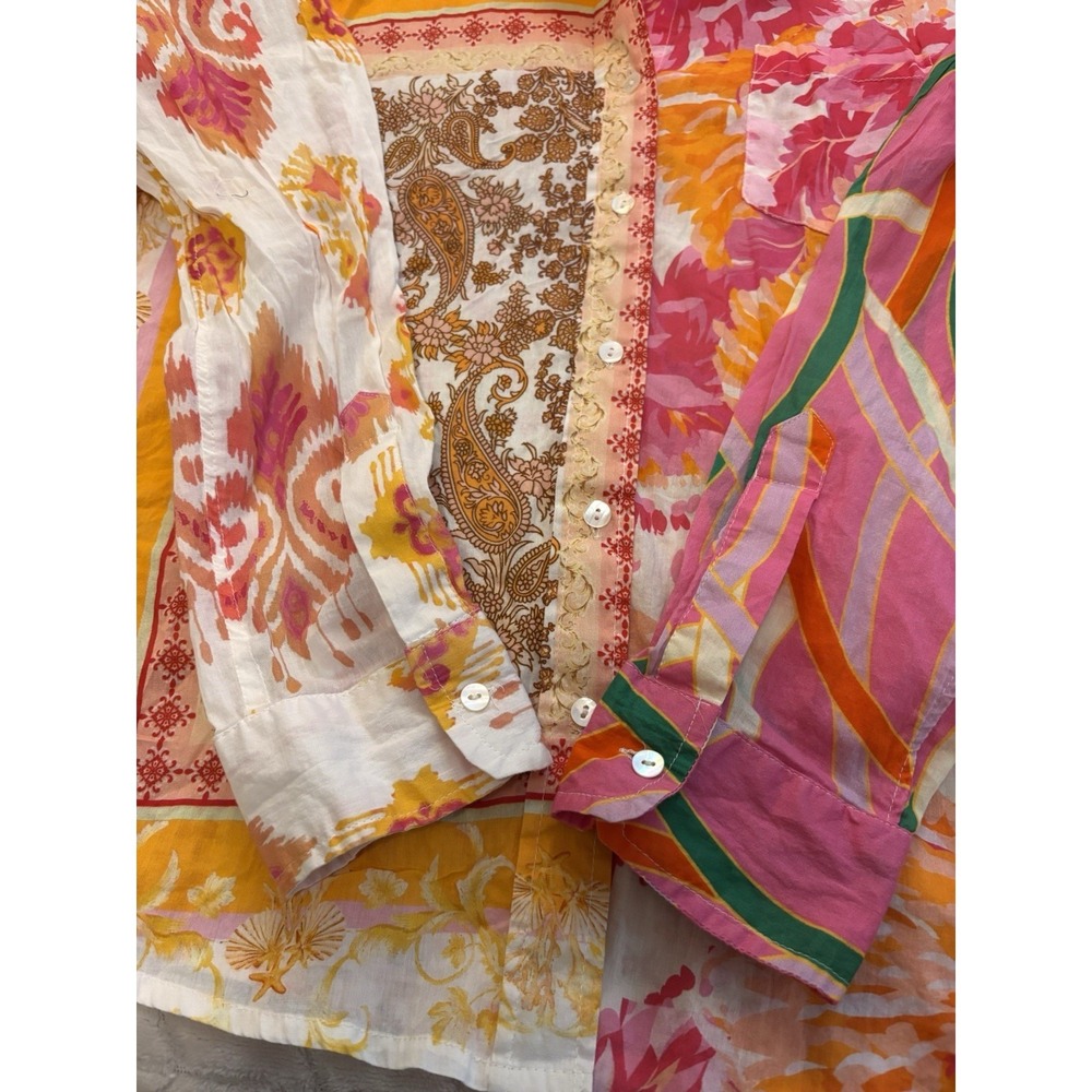 Calypso St. Barth Pink & Orange Floral Button-Up Blouse - Picture 11 of 16